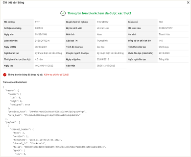 Blockchain hóa thông tin văn bằng